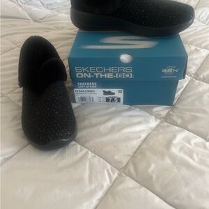 Skechers Black Slip-On Cushioned Walking Shoes